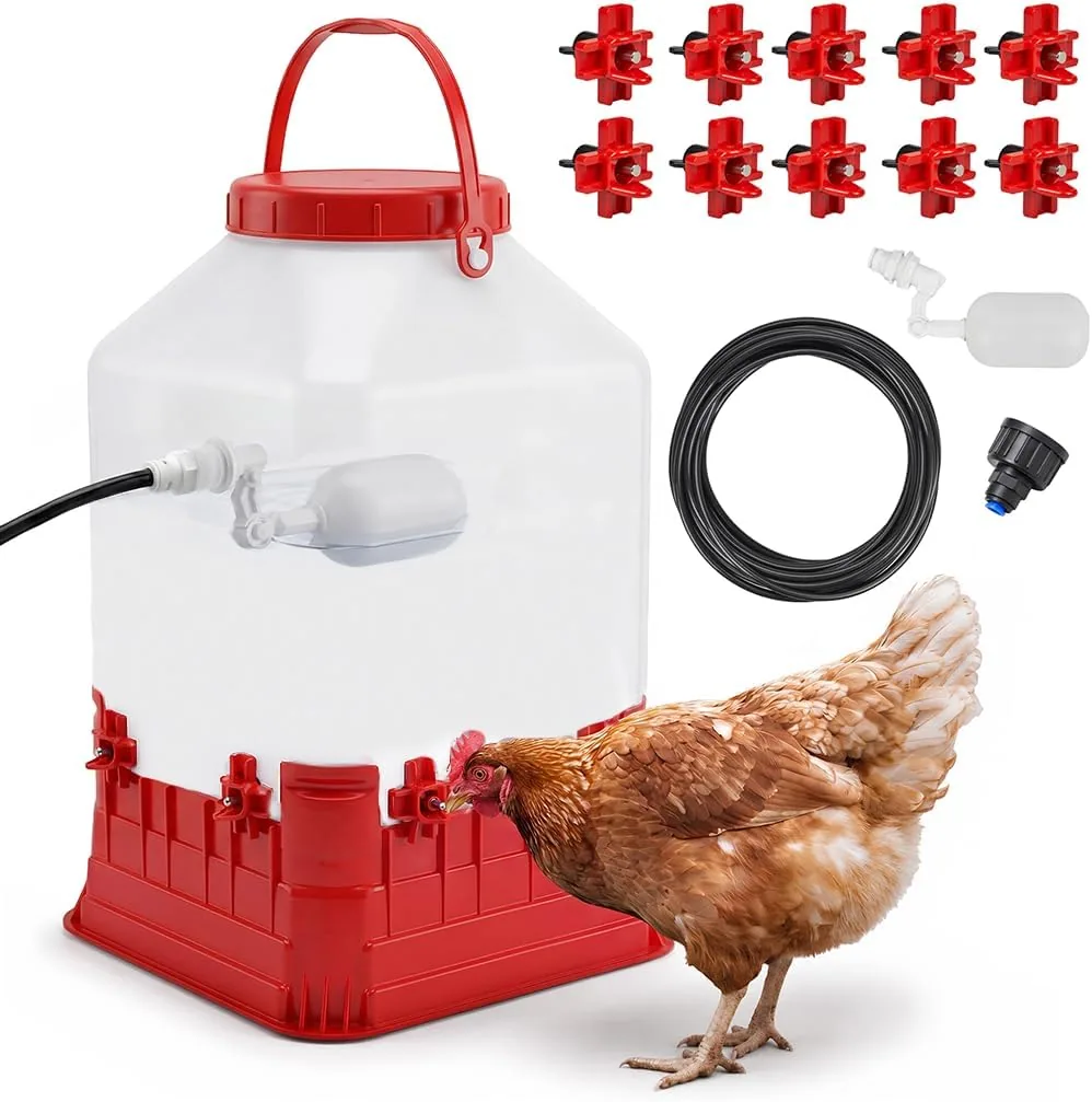 HIRALIY 2.6 Gallon Automatic Chicken Watering System, 10 Nipples