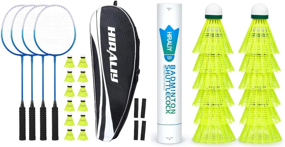 HIRALIY Badminton Rackets & Shuttlecocks Combo Set