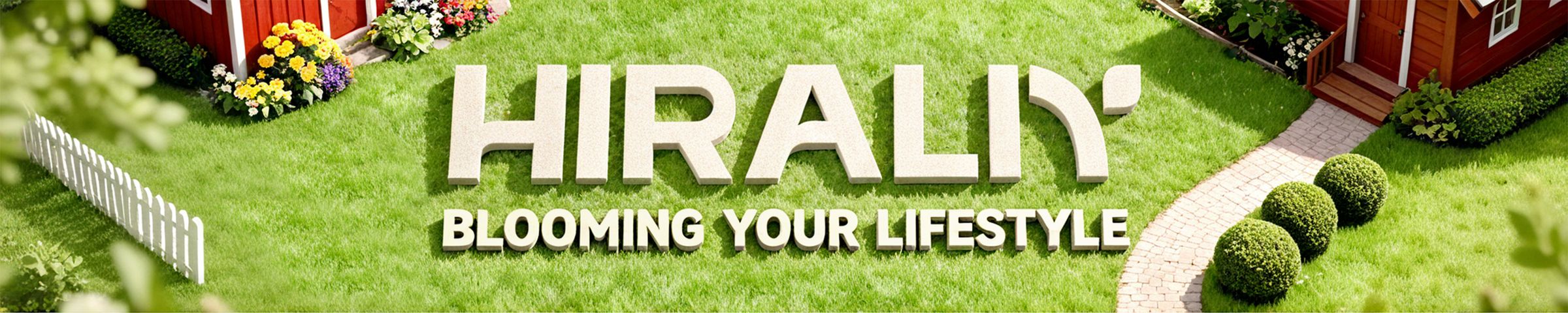 HIRALIY — blooming your lifestyle, lettering on a garden lawn