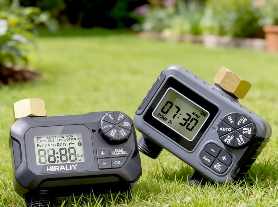 50 ft Automatic Drip Irrigation Kit with Timer in use