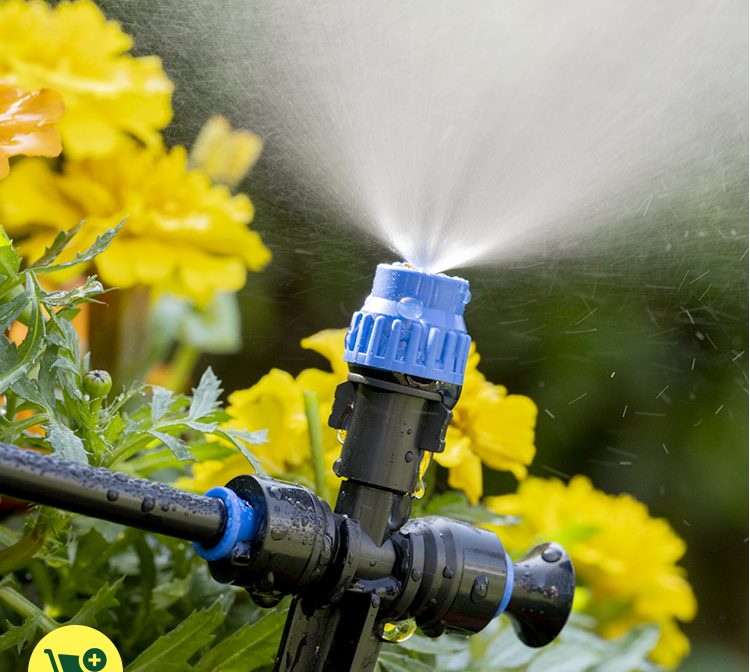 100 ft Misting Irrigation Kit with Copper Nozzles in use