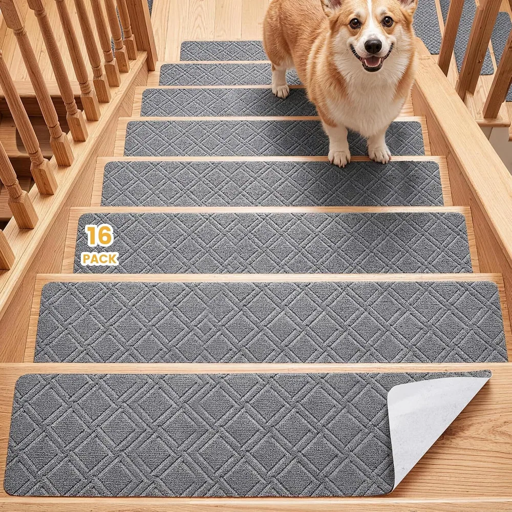HIRALIY Non Slip Carpet Stair Treads, 8 x 30 in, 16 Pcs