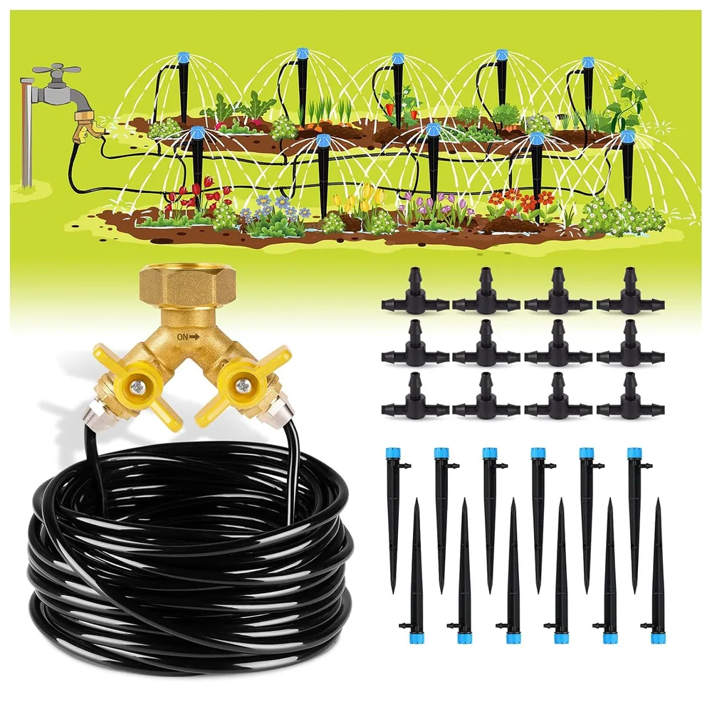 HIRALIY Quick Drip Irrigation Kit with Brass Splitter
